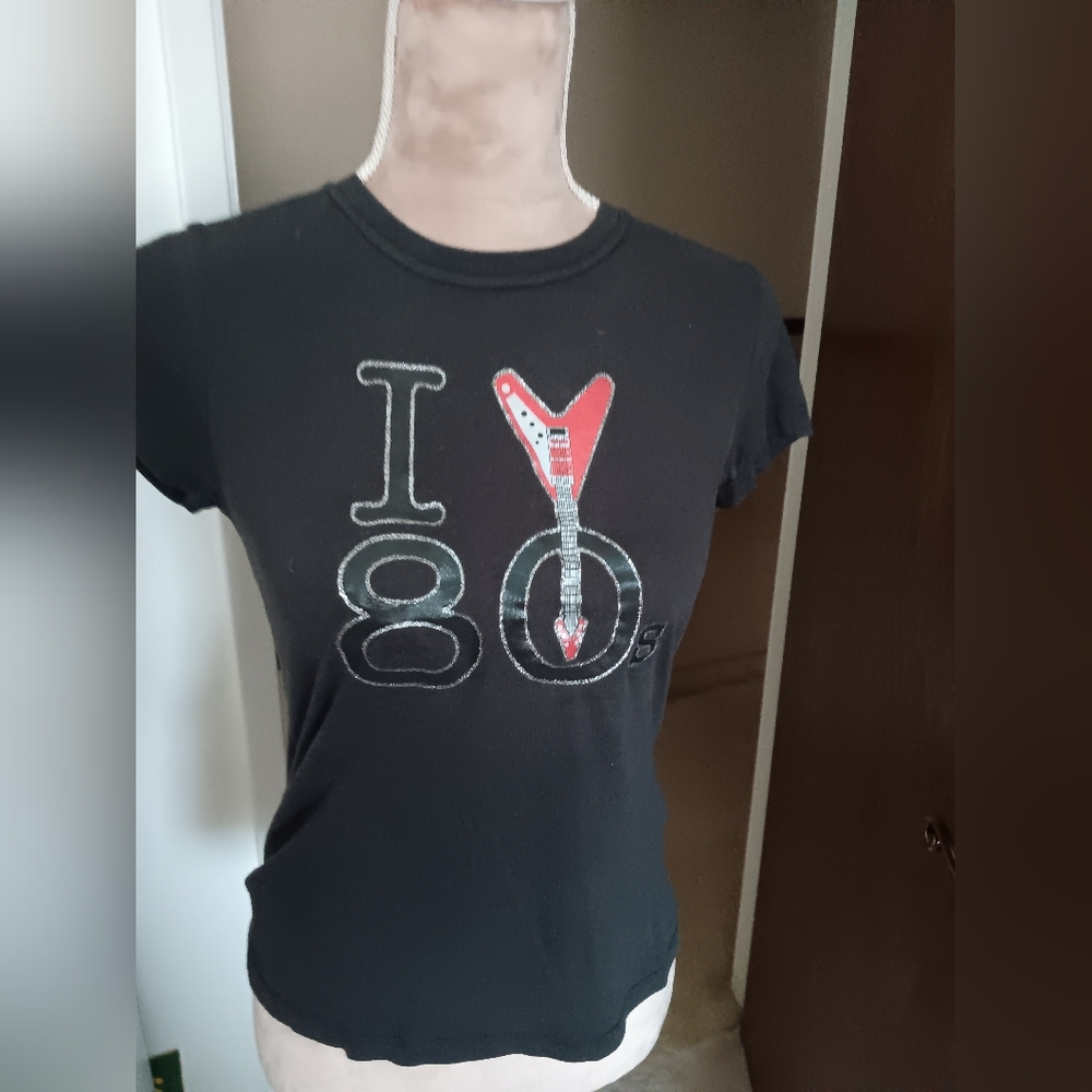 Mighty Fine – I Love the 80s Rock Graphic Tee Black Retro Y2K~Medium (Juniors) - Picture 11 of 11
